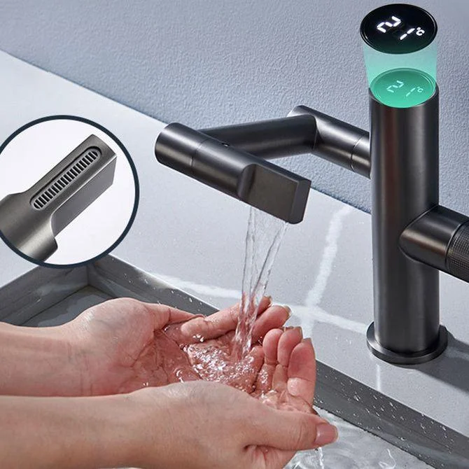 Basic Sink Tap Knob Handle Copper Bathroom Tap with Digital Display Screen Led -Bathlova