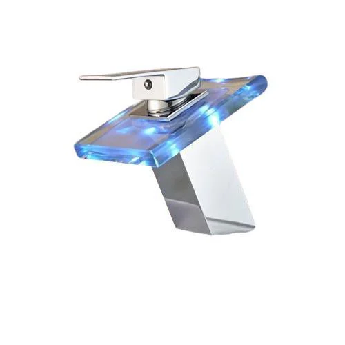 Basin Sink Deck Mount Waterfall Tap with LED RGB Colors -Bathlova