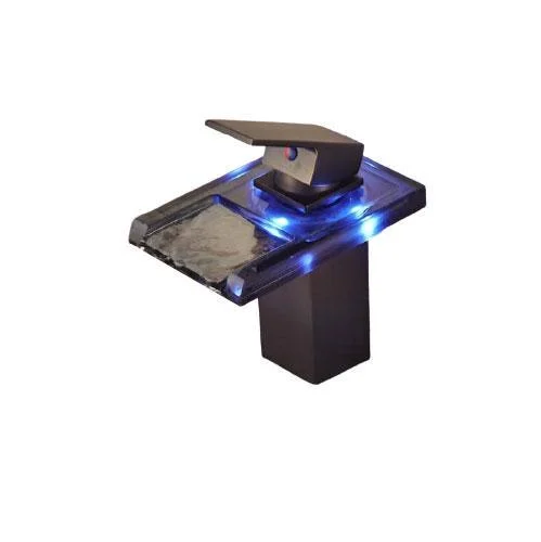 Basin Sink Deck Mount Waterfall Tap with LED RGB Colors -Bathlova