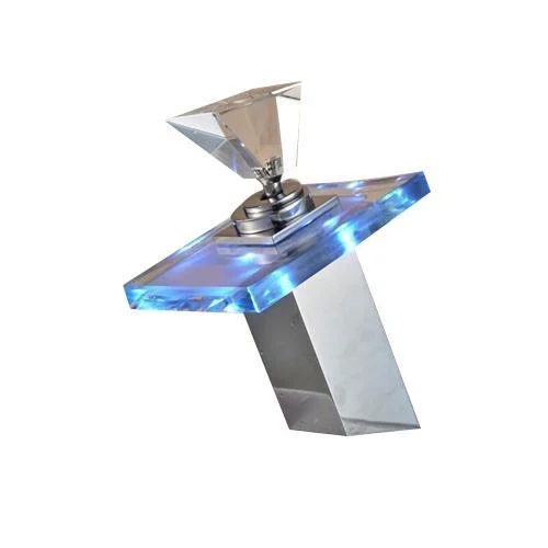 Basin Sink Deck Mount Waterfall Tap with LED RGB Colors -Bathlova