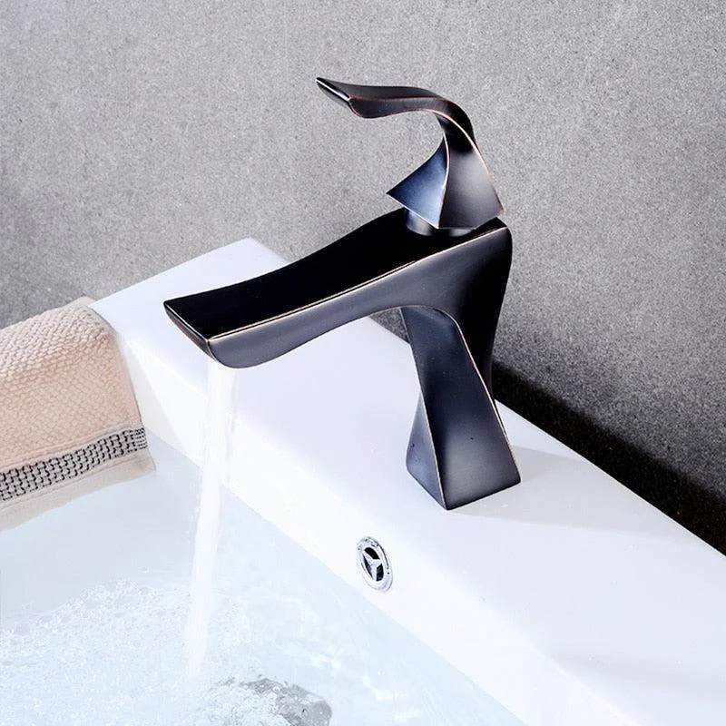 Basin Tap Black And Chrome Sink Tap Single Handle Basin Taps -Bathlova