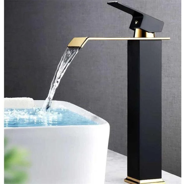 Basin Tap Gold and White Waterfall Tap Brass Bathroom Tap -Bathlova