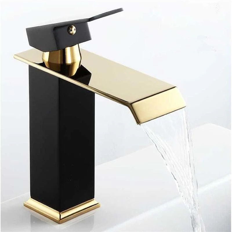 Basin Tap Gold and White Waterfall Tap Brass Bathroom Tap -Bathlova