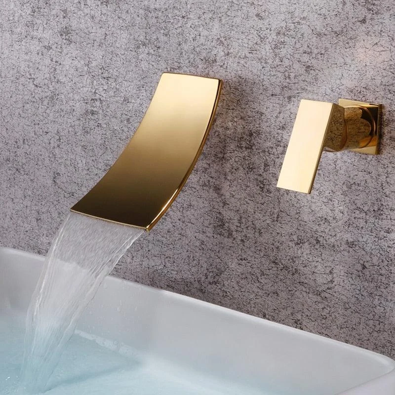 Basin Tap Gold Bathroom Tap In-Wall Black Waterfall Tap -Bathlova