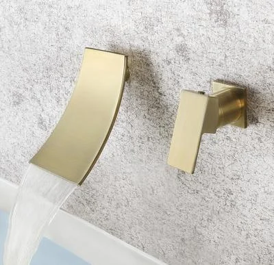 Basin Tap Gold Bathroom Tap In-Wall Black Waterfall Tap -Bathlova