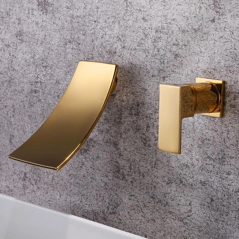 Basin Tap Gold Bathroom Tap In-Wall Black Waterfall Tap -Bathlova