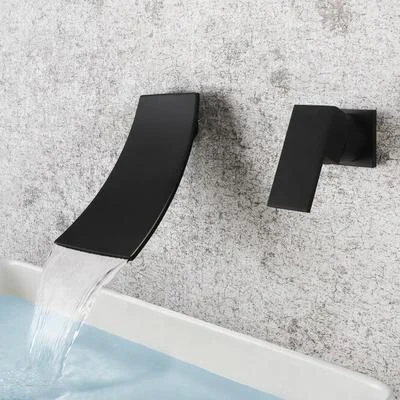 Basin Tap Gold Bathroom Tap In-Wall Black Waterfall Tap -Bathlova