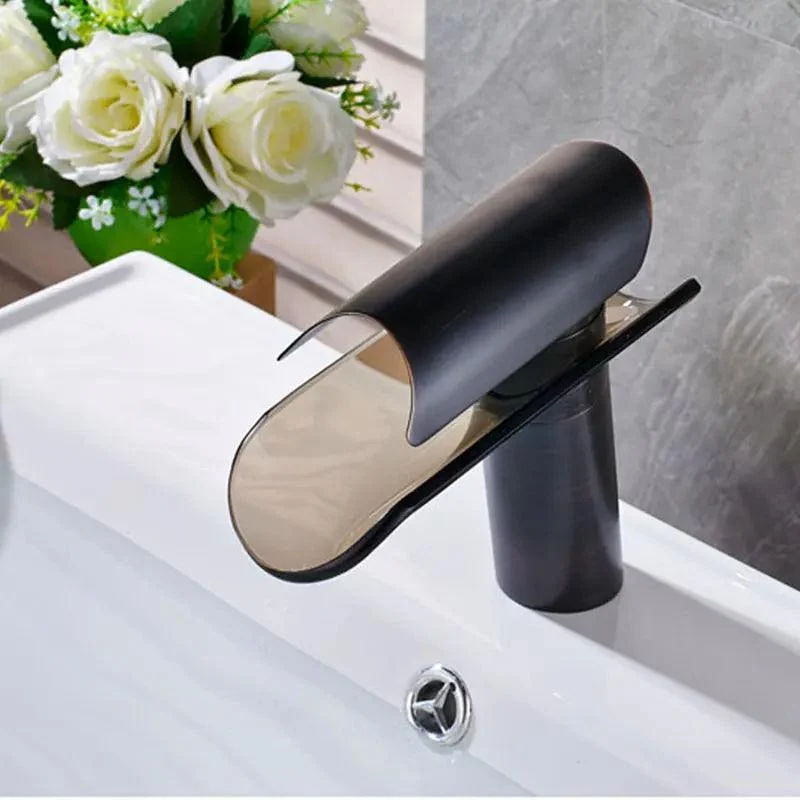 Basin Tap Waterfall Bathroom Deck Mounted Glass Spout Tap -Bathlova