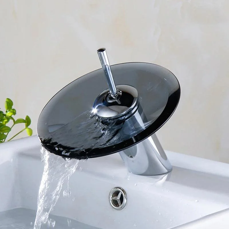 Basin Tap Waterfall Bathroom Deck Mounted Glass Spout Tap -Bathlova