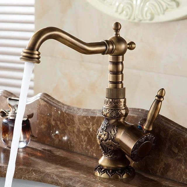 Basin Taps Antique Brass Bathroom Tap Water Mixer Taps -Bathlova