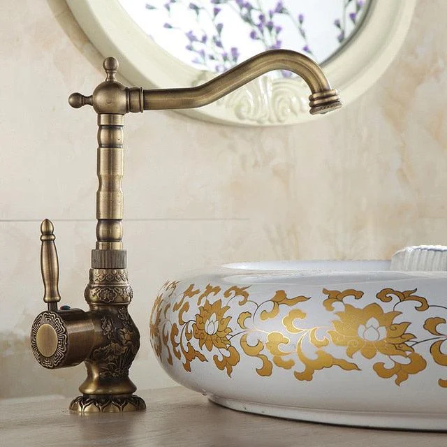 Basin Taps Antique Brass Bathroom Tap Water Mixer Taps -Bathlova