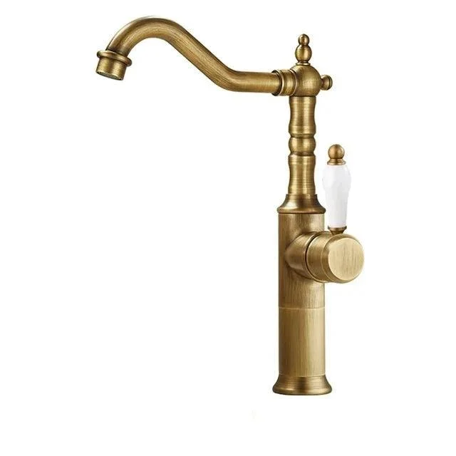 Basin Taps Antique Brass Crane Bathroom Taps Mixer Tap -Bathlova