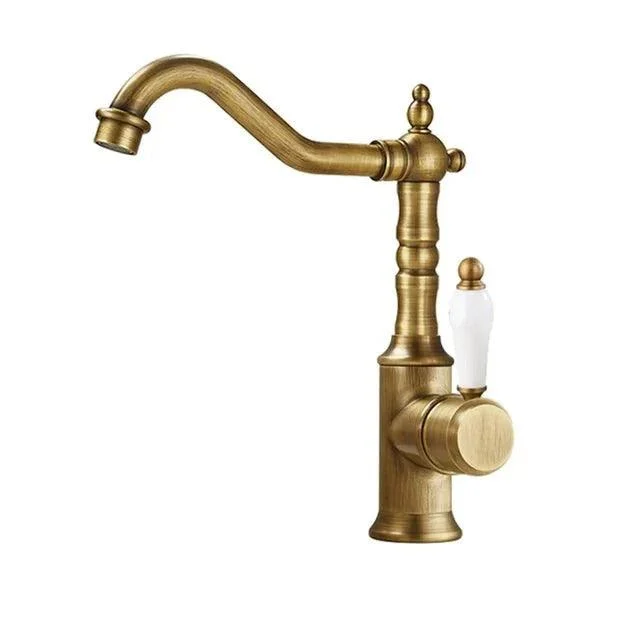 Basin Taps Antique Brass Crane Bathroom Taps Mixer Tap -Bathlova