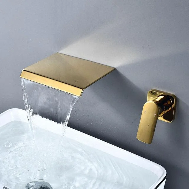 Basin Taps Brass Gold Bathroom Tap Waterfall Mixer Sink Taps -Bathlova