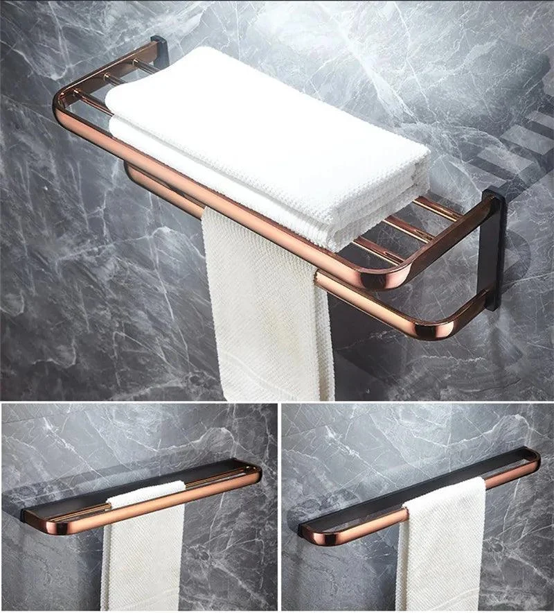 Bath Hardware Accessory Brass Towel Rack Corner Shelf Bath Accessory -Bathlova