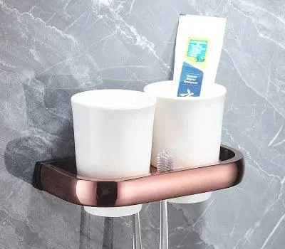 Bath Hardware Accessory Brass Towel Rack Corner Shelf Tissue Holder -Bathlova