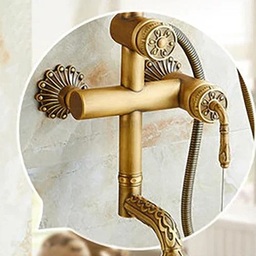 Bath Shower Set Antique Brass Shower System Bathroom Tap Set -Bathlova