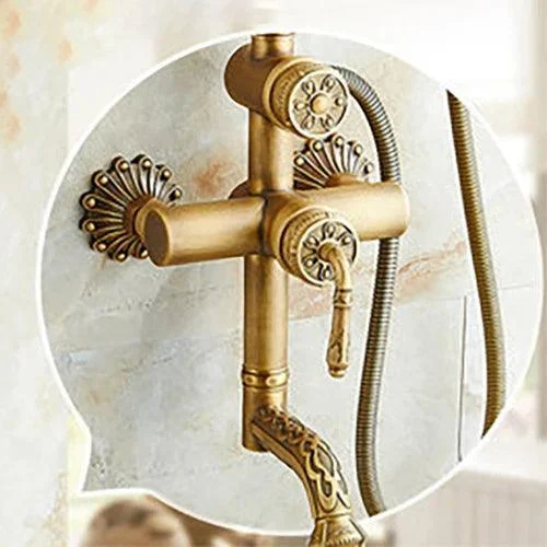 Bath Shower Set Antique Brass Shower System Bathroom Tap Set -Bathlova