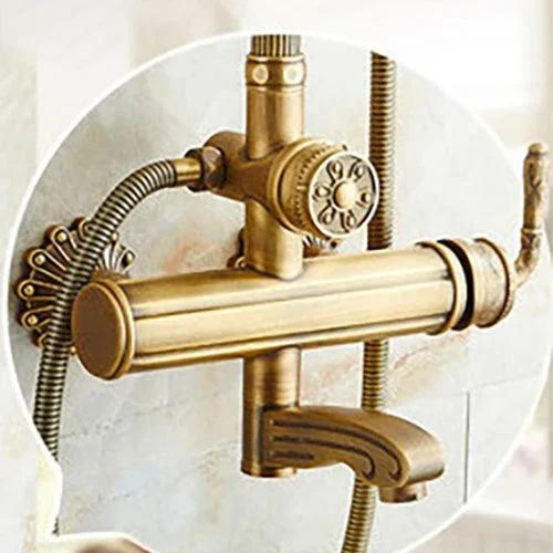 Bath Shower Set Antique Brass Shower System Bathroom Tap Set -Bathlova