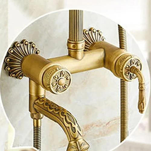 Bath Shower Set Antique Brass Shower System Bathroom Tap Set -Bathlova