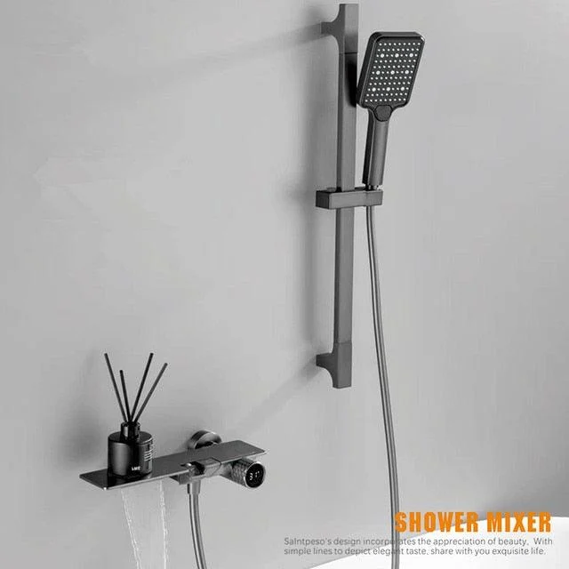 Bath Shower Tap Set Waterfall Bathtub Mixer With Handheld Shower -Bathlova