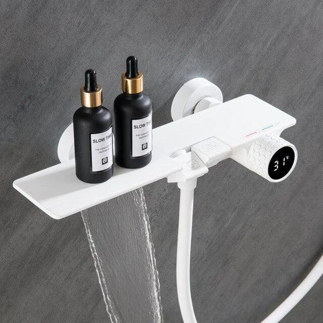 Bath Shower Tap Set Waterfall Bathtub Mixer With Handheld Shower -Bathlova