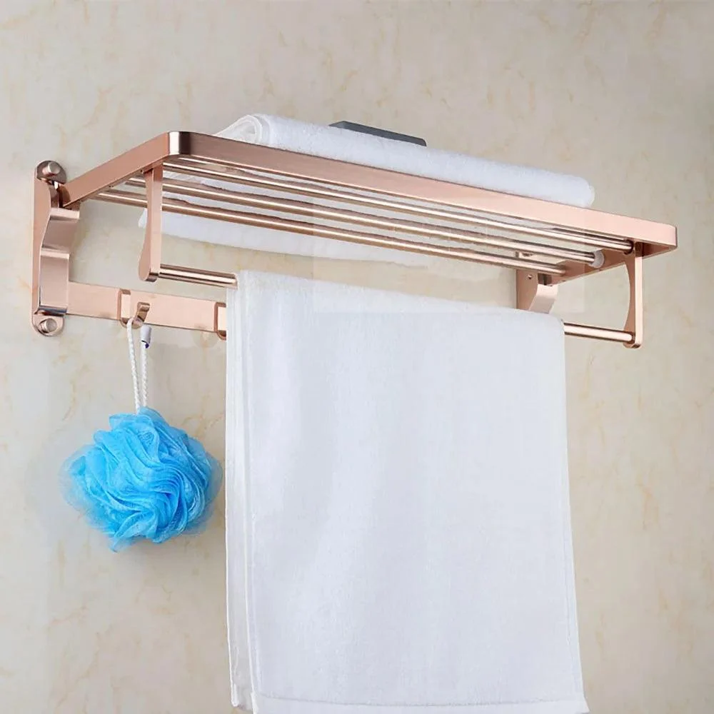 Bath Towel Rack Shower Holder Wall Organizer Hook Hanger Folding Shelf -Bathlova