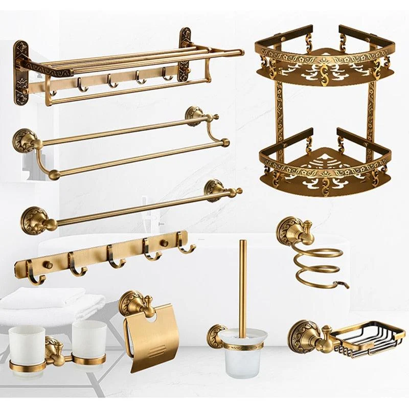 Bathroom Accessories Set Brass Antique Bathroom Shelves Towel Bar -Bathlova