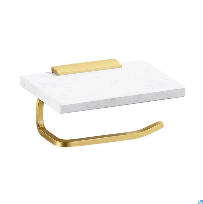 Bathroom Accessories Set Brushed Gold Bathroom Shelf Marble and Brass -Bathlova