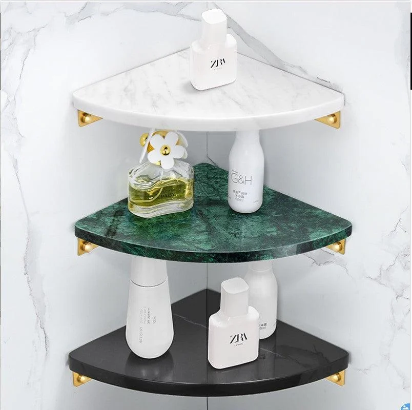 Bathroom Accessories Set Brushed Gold Bathroom Shelf Marble and Brass -Bathlova