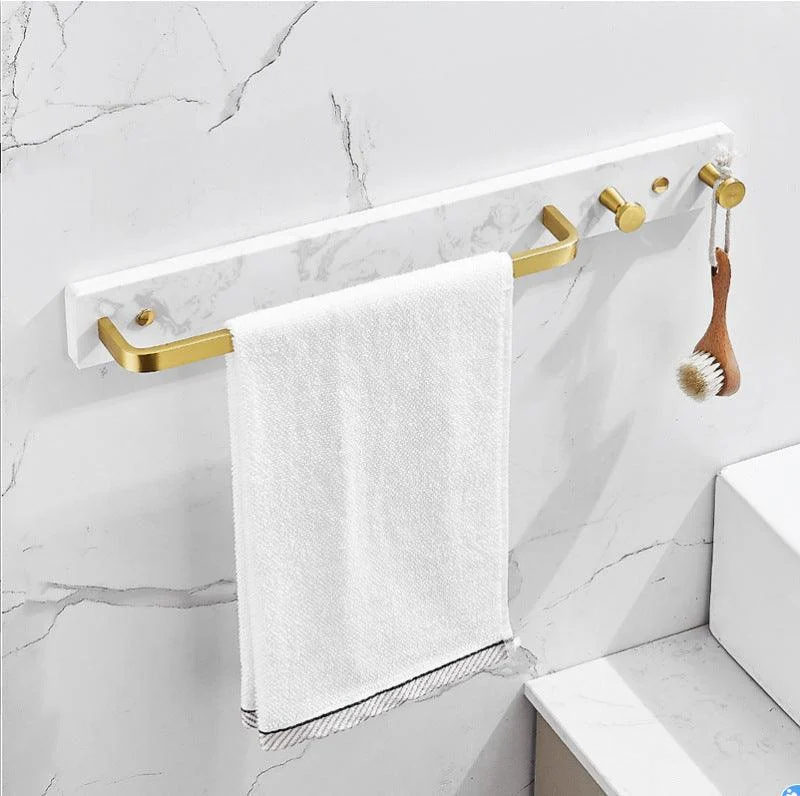 Bathroom Accessories Set Brushed Gold Bathroom Shelf Marble and Brass -Bathlova