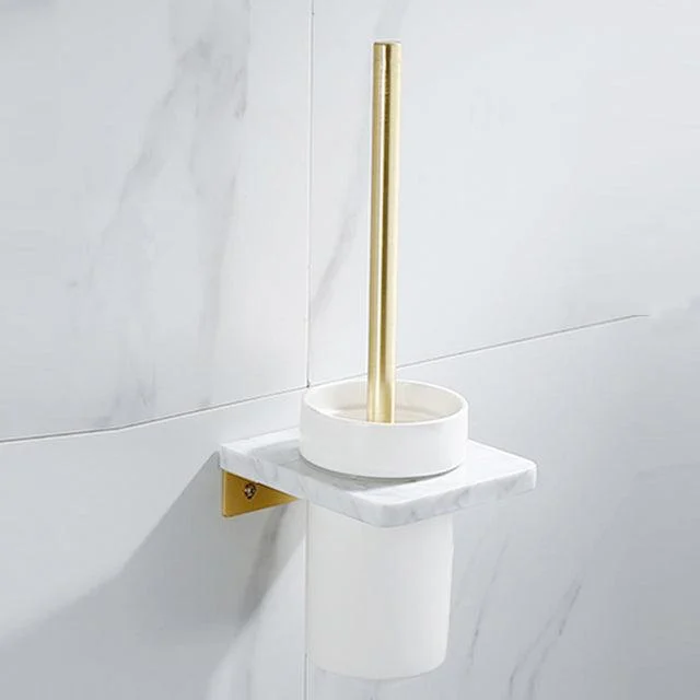 Bathroom Accessories Set Brushed Gold Bathroom Shelf Marble and Brass -Bathlova