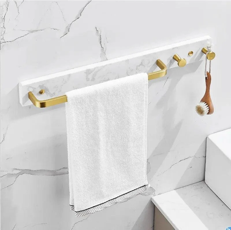 Bathroom Accessory Set Brushed Gold Bathroom Holder Marble and Brass -Bathlova