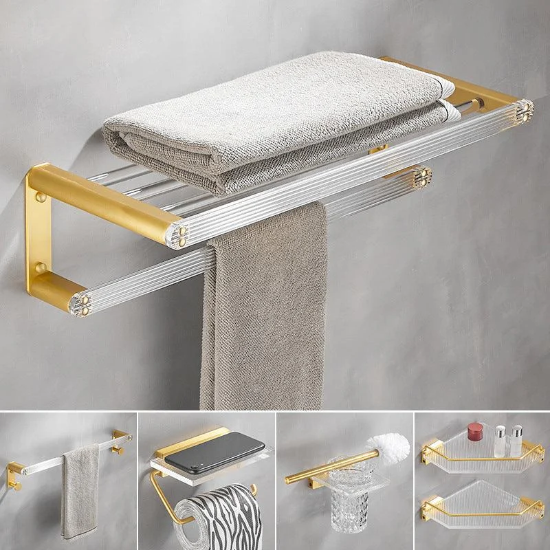 Bathroom Accessory Set in Gold Metal and Acrylic Bath Hardware Set -Bathlova