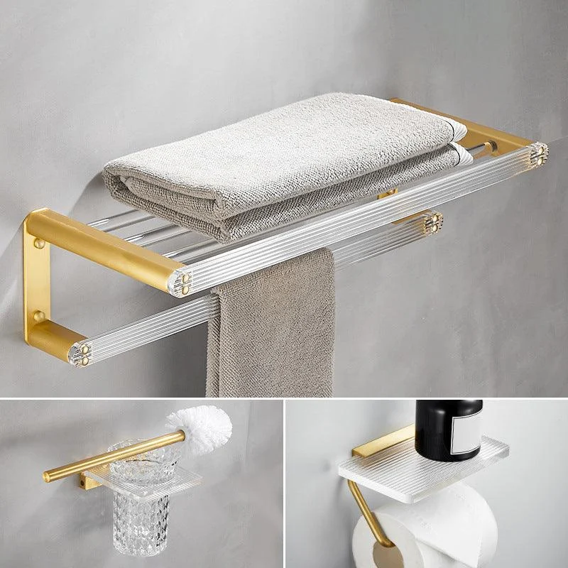 Bathroom Accessory Set in Gold Metal and Acrylic Bath Hardware Set -Bathlova