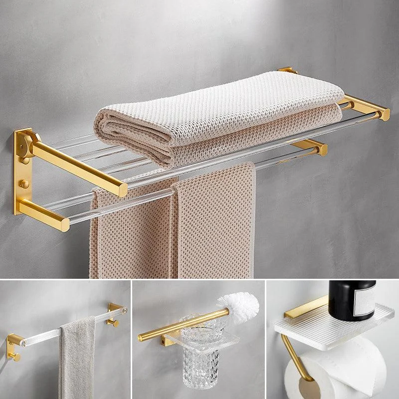 Bathroom Accessory Set in Gold Metal and Acrylic Bath Hardware Set -Bathlova