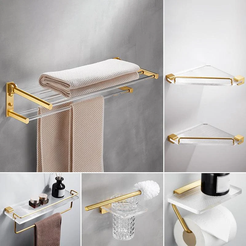 Bathroom Accessory Set in Gold Metal and Acrylic Bath Hardware Set -Bathlova