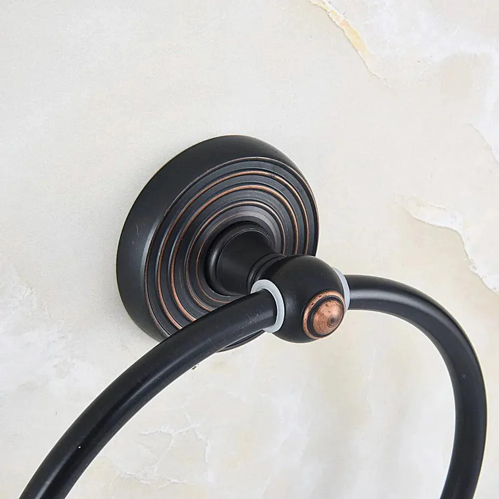 Bathroom Accessory Wall Mounted Black Oil Rubbed Circle Towel Ring -Bathlova