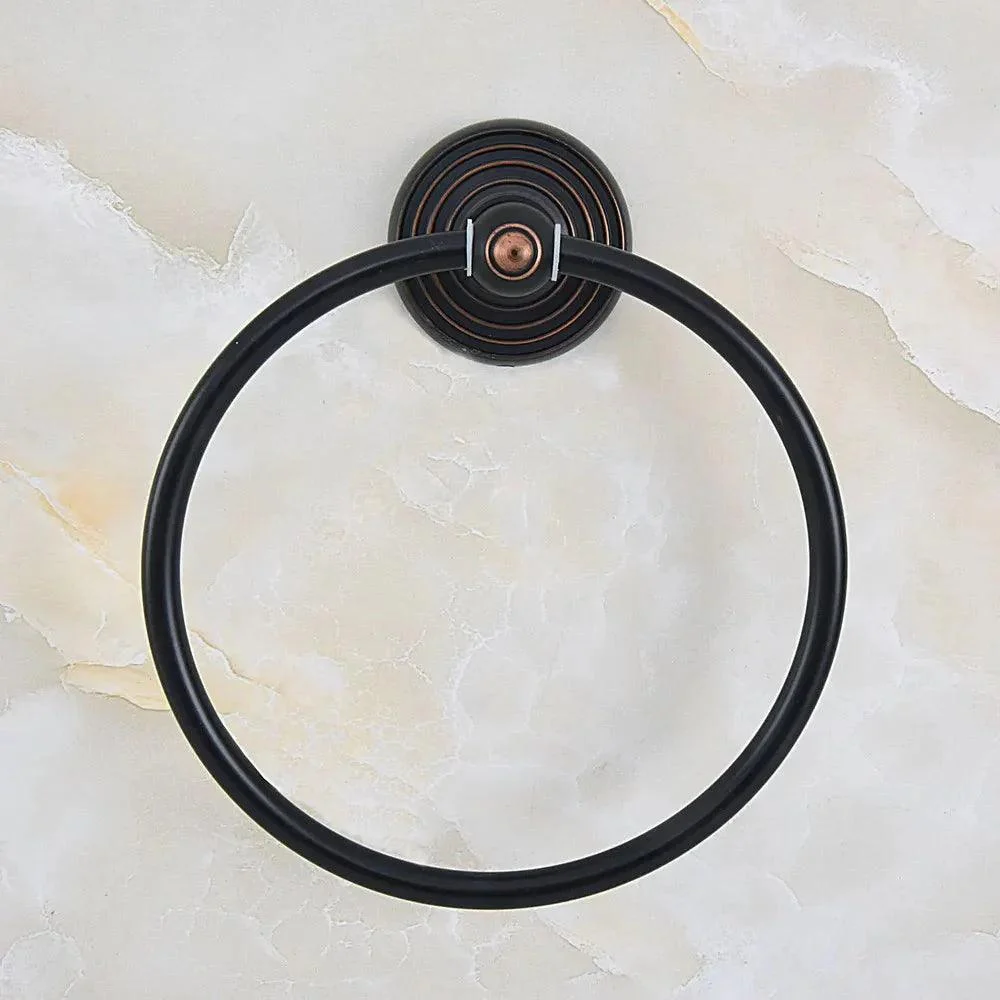 Bathroom Accessory Wall Mounted Black Oil Rubbed Circle Towel Ring -Bathlova