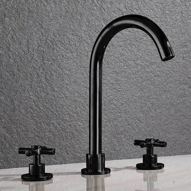 Bathroom Basin Mixer Tap Bathroom Tap 3 holes 3 pcs Deck Mounted Tap -Bathlova