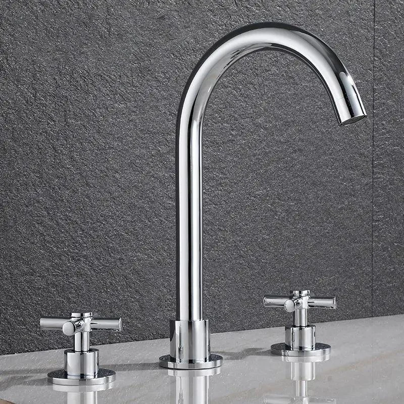 Bathroom Basin Mixer Tap Bathroom Tap 3 holes 3 pcs Deck Mounted Tap -Bathlova