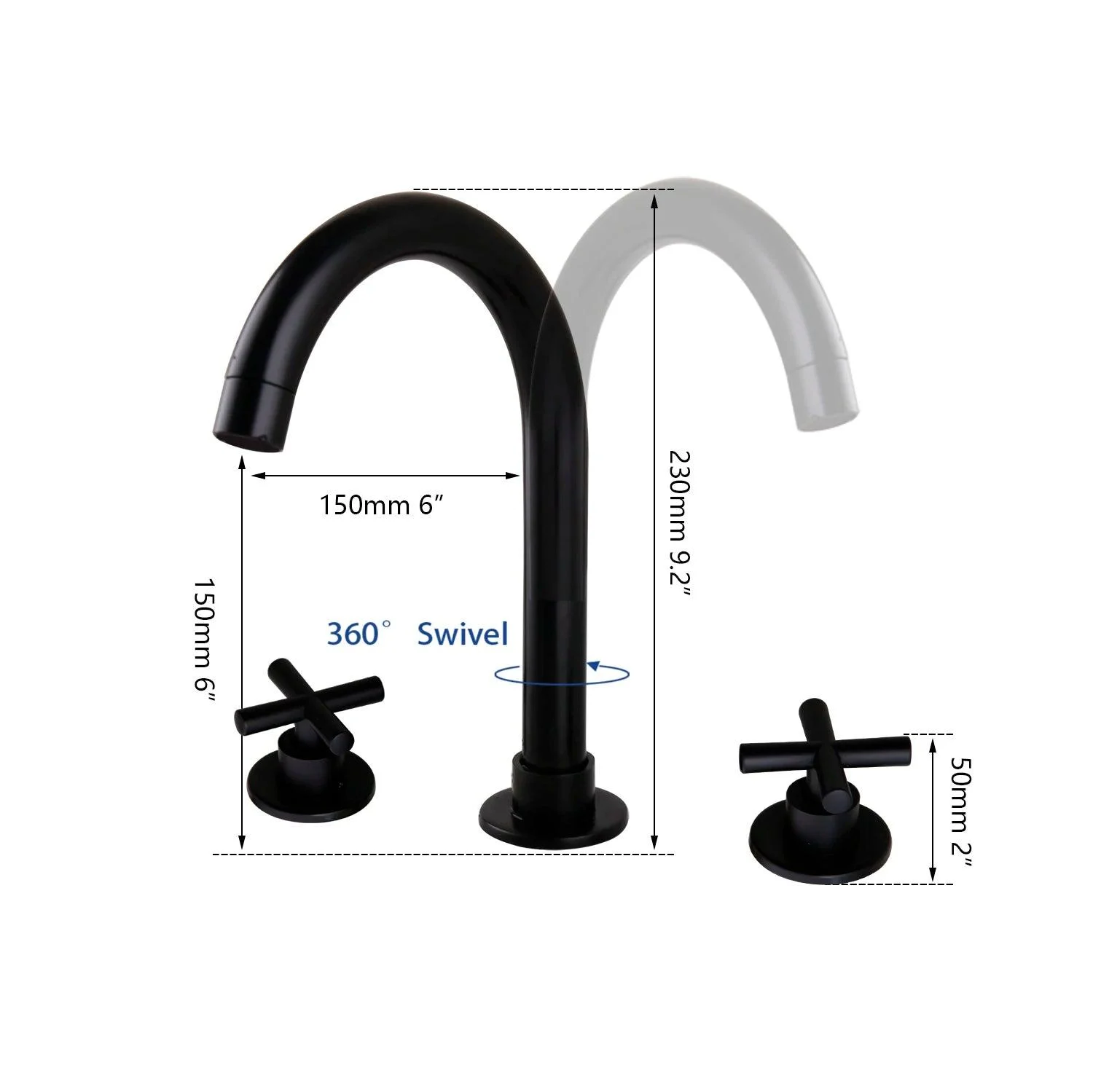 Bathroom Basin Mixer Tap Bathroom Tap 3 holes 3 pcs Deck Mounted Tap -Bathlova