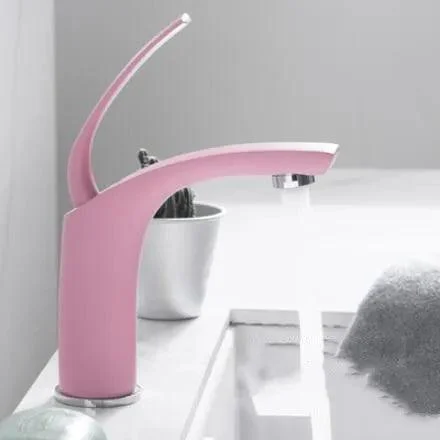 Bathroom Basin Pink Tap Solid Brass Tap Sink Mixer Tap -Bathlova