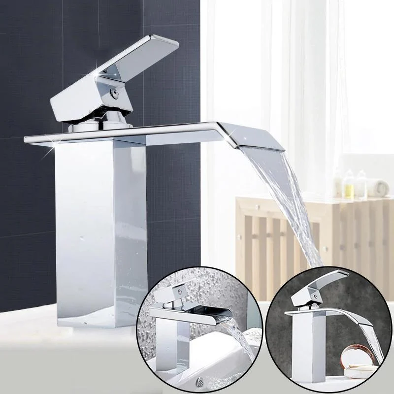 Bathroom Basin Sink Tap Waterfall Widespread Mixer Tap -Bathlova