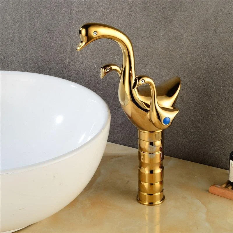 Bathroom Basin Tap Double Handle Ceramic Swan Tap Wash Tap In 4 Colors -Bathlova