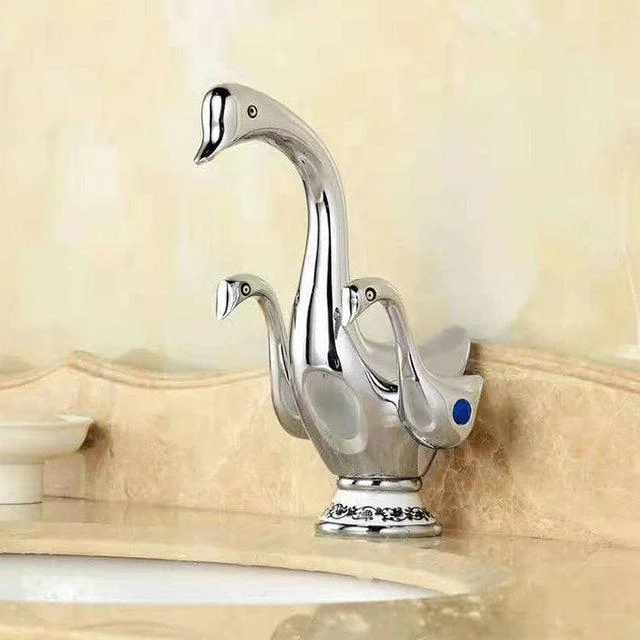 Bathroom Basin Tap Double Handle Ceramic Swan Tap Wash Tap In 4 Colors -Bathlova