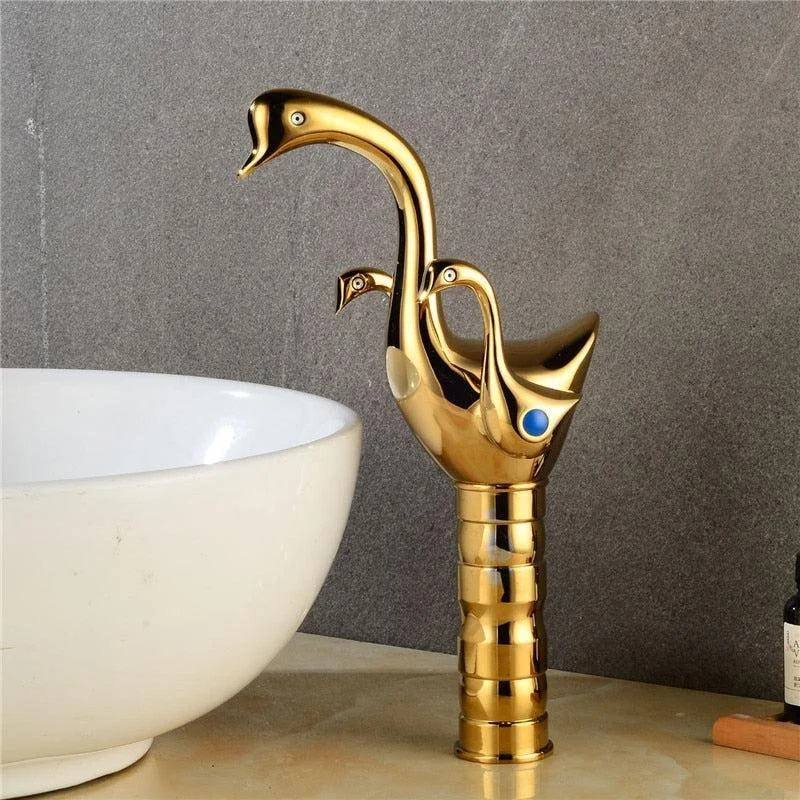 Bathroom Basin Tap Double Handle Ceramic Swan Tap Wash Tap In 4 Colors -Bathlova