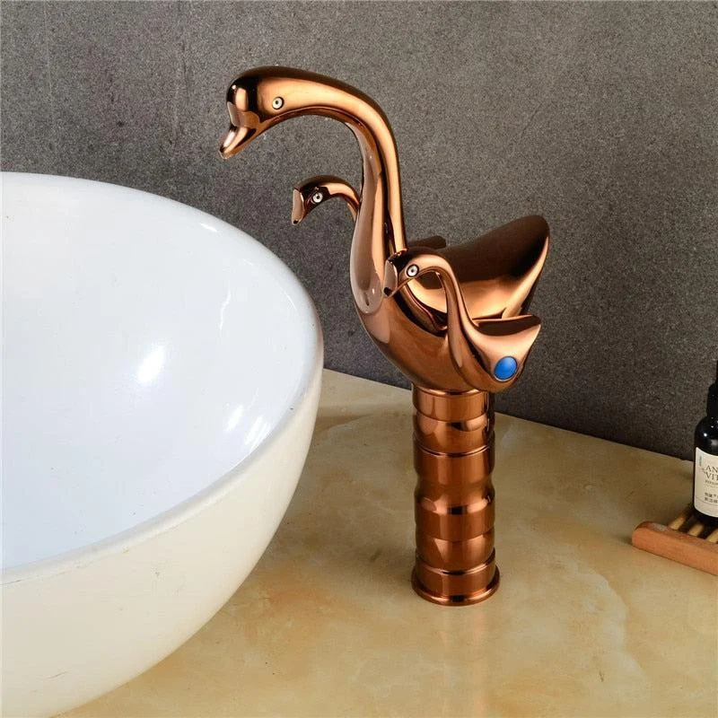 Bathroom Basin Tap Double Handle Ceramic Swan Tap Wash Tap In 4 Colors -Bathlova