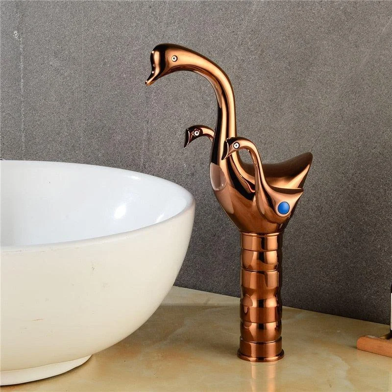 Bathroom Basin Tap Double Handle Ceramic Swan Tap Wash Tap In 4 Colors -Bathlova