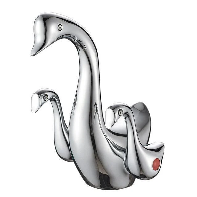 Bathroom Basin Tap Double Handle Ceramic Swan Tap Wash Tap In 4 Colors -Bathlova